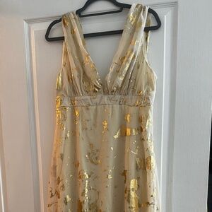 NWOT- Elegant Bohemian Gold/Cream Sheer Chiffon Style Long Dress
